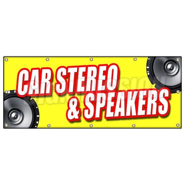 CAR STEREO & SPEAKERS BANNER SIGN mp3 installation service amplifers